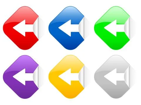 Left arrow square stickers Stock Illustration