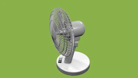 LEFT AXO VIEW OF OSCILLATING DESKTOP FAN ANIMATION Vídeos de archivo 98615191