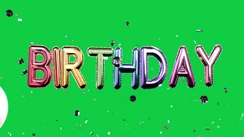 Left B or R floating starting BIRTHDAY revealing, settling, confetti falling on Vídeos de archivo 346156748