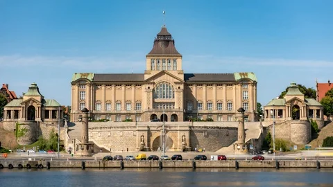 Left bank of the Oder river in Szczecin Stock-Footage 116878759
