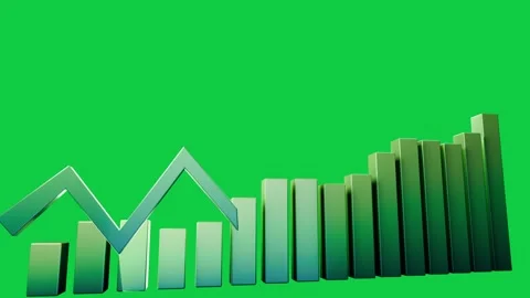 Left bar appearing, chart growing bars and line rising arrow up showing gain Vídeo Stock 339724717