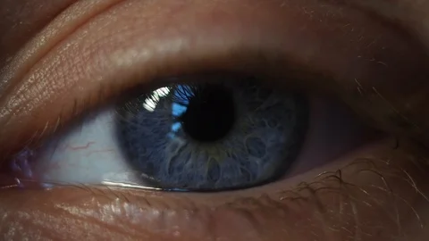 Left blue eye with, close-up. Blue color Stock Footage 91065794