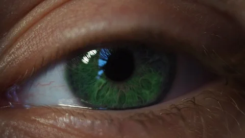 Left blue eye with, close-up. Green color Stock Footage 91067434