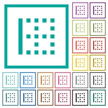 Left border flat color icons with quadrant frames イラスト素材