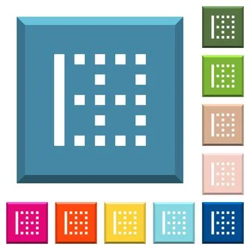 Left border white icons on edged square buttons Stock Illustration