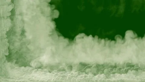 Left - bottom screen frame of white smoke or clouds on green screen Stockillustratie