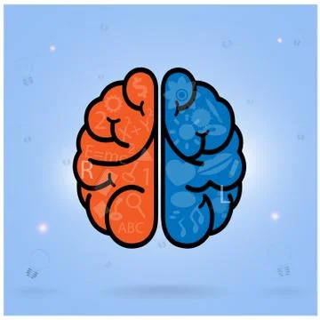 Left brain and right brain symbol,creativity sign,business symbol,knowledge a Stock Illustration