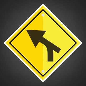 Left curve out intersection warning Illustrazione stock