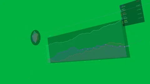 Left cyan bar flashing, stacked chart animating right and rising to show Stock Footage 334118474
