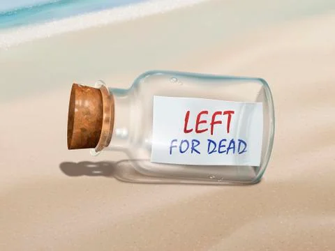 Left for dead message in a bottle Stock Illustration