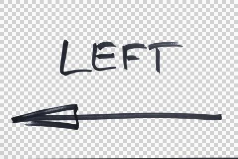 The left direction arrow drawn with marker Stock Illustration