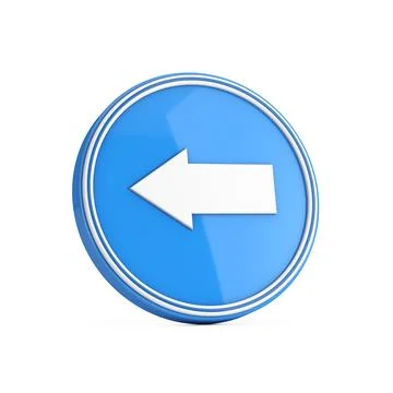 Left Direction Arrow Icon in Blue Circle Button. 3d Rendering Stock Illustration