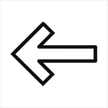 Left Directional Arrow Line Art Icon Symbol Graphic Stock Illustration
