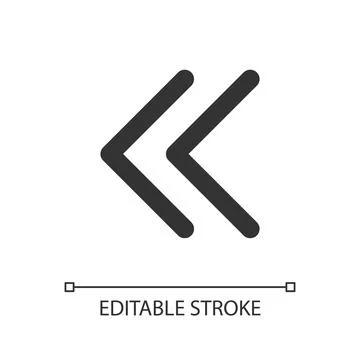 Left double arrow pixel perfect linear ui icon Stock Illustration