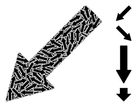 Left Down Arrow Icon Recursive Collage 库存插图