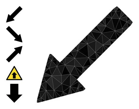 Left Down Arrow Polygonal Icon and Other Icons Stock Illustration