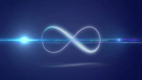 Left flare starting pulse, infinity loop pulsing while cyan band moving right, Stock Footage 321824087