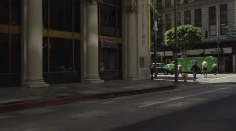 Left Front Three Quarter view of a Driving Plate: Car travels one block on South Stock Footage 59337586