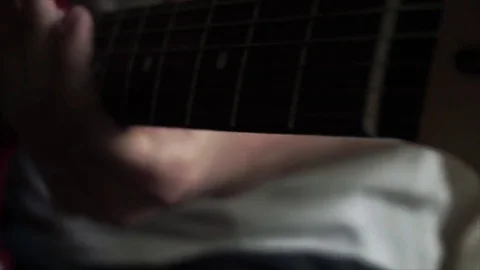 Left hand of guitar player Stock Footage 78039406
