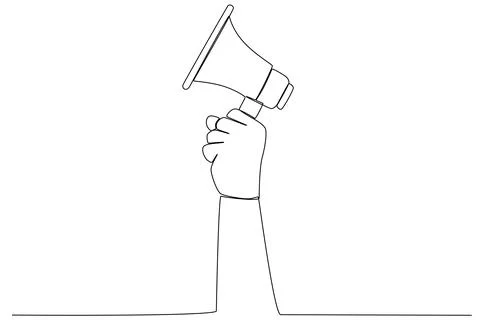 A left hand holding megaphone up Stock Illustration
