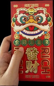 Left Hand Holding Red Envelopes for Chinese New Year Stock Photos