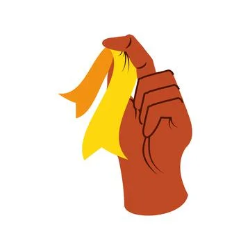 Left hand holding ribbon Stock Illustration