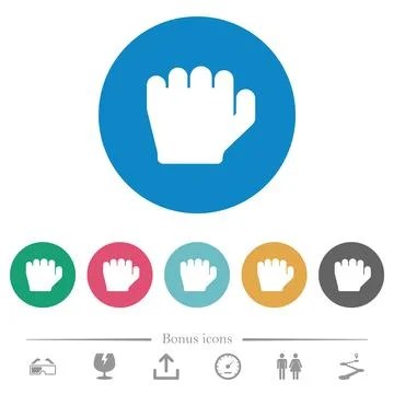 Left handed grab gesture flat round icons Stock Illustration