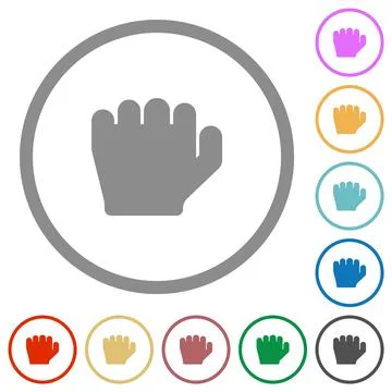 Left handed grab gesture flat icons with outlines Stock Illustration