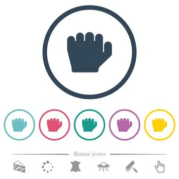 Left handed grab gesture flat color icons in round outlines Stock Illustration