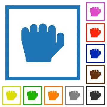 Left handed grab gesture flat framed icons Stock Illustration