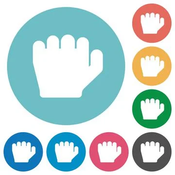 Left handed grab gesture flat round icons Stock Illustration