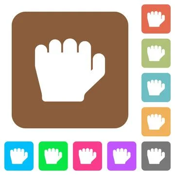 Left handed grab gesture rounded square flat icons Stock Illustration