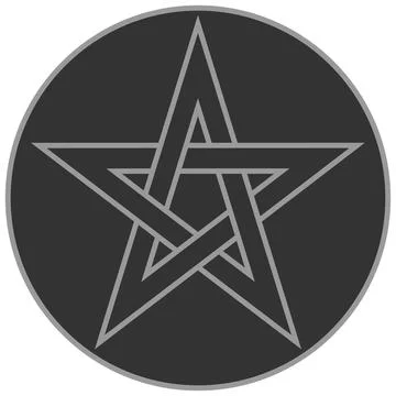 Left-handed interlaced pentagram inside a circle Stock Illustration