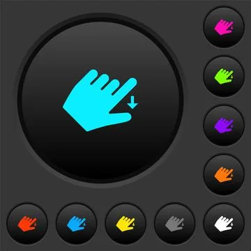 Left handed move down gesture dark push buttons with color icons Stock Illustration