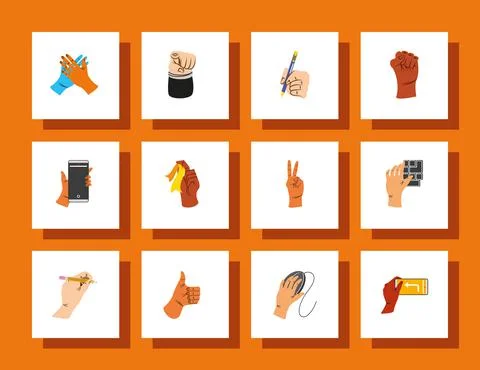 Left hands set Stock Illustration