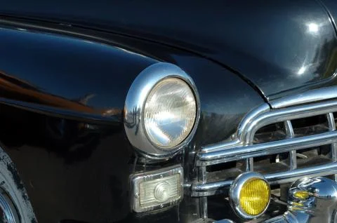 The left headlight of the old automobile Stock Photos