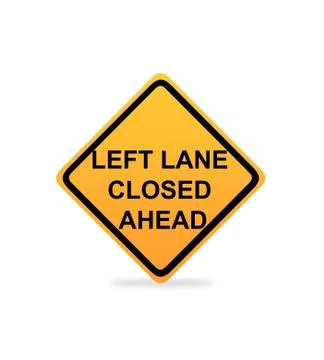 Left lane closed ahead Stock Illustration