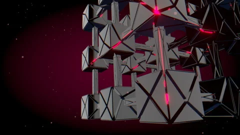 Left-leaning asymmetric view of a crimson neural network and refractive data, 4K Stock-Footage 336779970