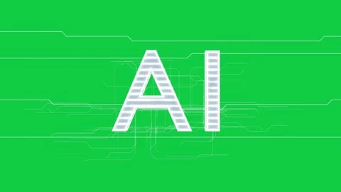 Left neon traces sweeping forming AI glyph joining circuit and activating logo Stock Footage 337173128