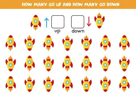Left or right with cartoon rocket. Logical worksheet for preschoolers. Stock Illustration