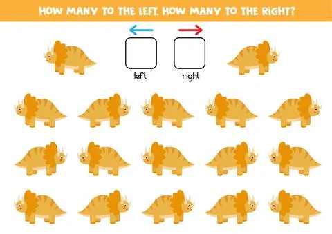 Left or right with cute dinosaur. Logical worksheet for preschoolers. Stock Illustration