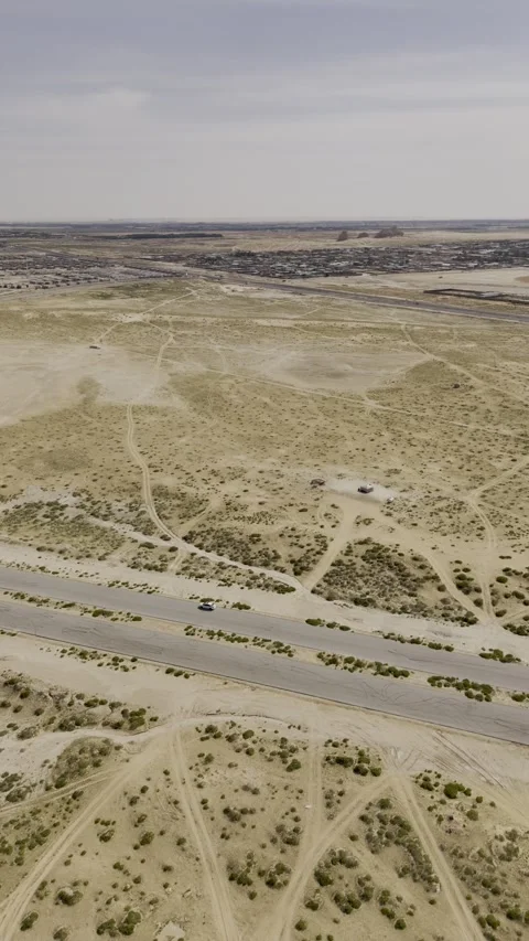 Left Orbit Around Desert Development Land in Al Ahsa, Saudi Arabia Stock Footage 341396727