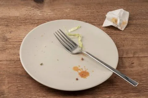 Left overs of a dinner on table Stock Photos