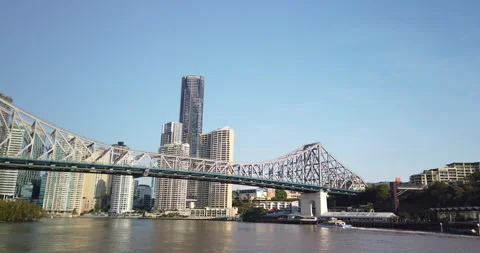 Left pan motion of Story bridge and Brisbane CBD, Brisbane,QLD, 10-17-2025 Stock Footage 320177201