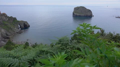 Left pan of San Juan de Gaztelugatxe Stock Footage 64294174