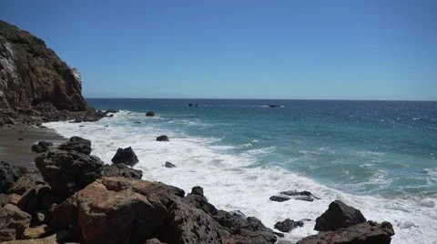 Left pan to secluded beach at Point Dume Stock Footage 62417924