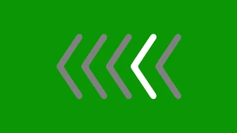 Left pointing chevron arrows moving on vibrant green screen. Video stock 334701309