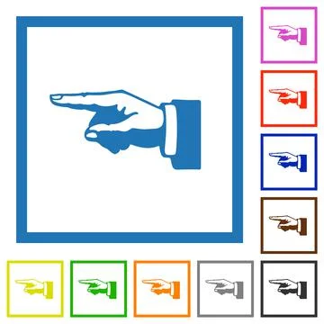 Left pointing hand alternate drawing flat framed icons Stock Illustration