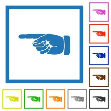 Left pointing hand solid drawing flat framed icons Stockillustratie