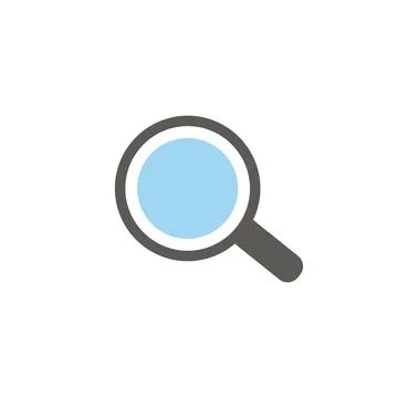 Left-pointing magnifying glass. Vector flat color icon isolated on white. Stock Illustration